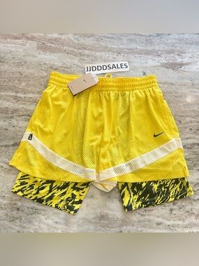 Nike Basketball Icon 2-in-1 Shorts Yellow Strike Black Rare HJ3893-718 Men’s Lrg